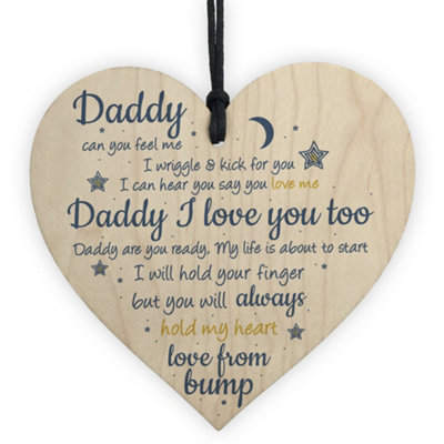 Red Ocean Handmade Wooden Heart From Bump Gifts For Men Dad Daddy To Be ...