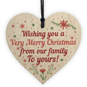 Red Ocean Handmade Wooden Heart Plaque Christmas Gift For A Friend Family Neighbour Colleague Keepsake Gifts