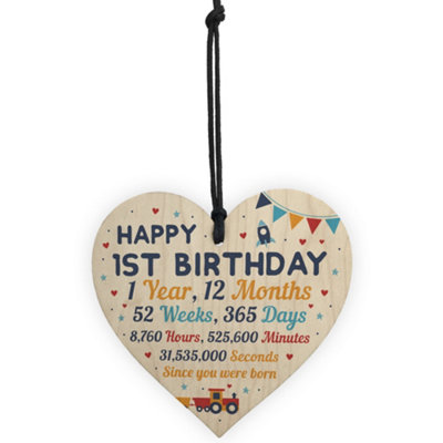 Red Ocean Happy 1st Birthday Gift For Daughter Son Wooden Heart 1st ...
