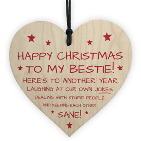 Red Ocean Happy Christmas To My Best Friend Novelty Hanging Heart Friendship Gift For Friend Funny Gifts For Girls