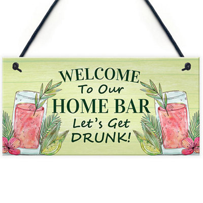 Red Ocean Home Bar Sign Hanging Cocktail Bar Signs Garden