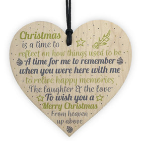 Red Ocean In Memory Christmas Handmade Wooden Heart Decoration Memorial Quote Tree Sign Plaque Gift
