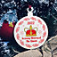 Red Ocean In Memory Of Queen Elizabeth ll Hanging Wooden Christmas Bauble Memorial Tree Decoration