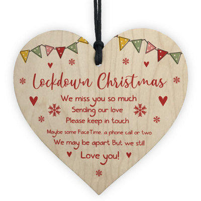 Red Ocean Lockdown Christmas Gift For Friend Family Wood Heart Tree Hanging Decoration Gifts