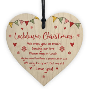 Red Ocean Lockdown Christmas Gift For Friend Family Wood Heart Tree Hanging Decoration Gifts