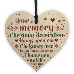 Red Ocean Mum Dad Nan Memorial Wooden Heart CHRISTMAS Tree Ornament Decoration Bauble Gifts