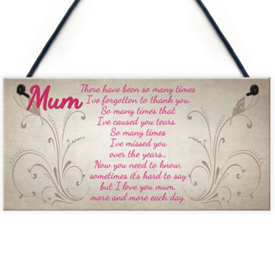 Red ocean mum i love you more and more each day hanging plaque diy at b q