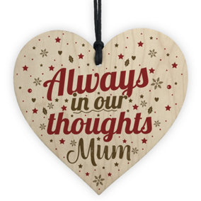 Red Ocean Mum Memorial Christmas Tree Bauble Wooden Hanging Heart Xmas Decoration Sign