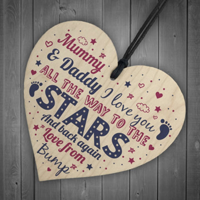 Red Ocean Mummy To Be Gifts Daddy To Be Card Wooden Heart From Bump ...