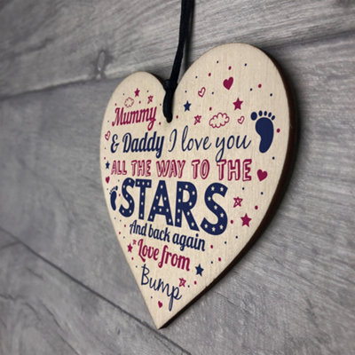 Red Ocean Mummy To Be Gifts Daddy To Be Card Wooden Heart From Bump ...