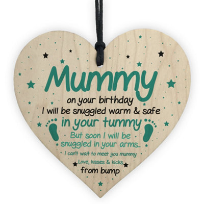 Red Ocean Mummy To Be Gifts For Birthday Wooden Heart Gifts From Bump ...