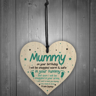 Red Ocean Mummy To Be Gifts For Birthday Wooden Heart Gifts From Bump ...
