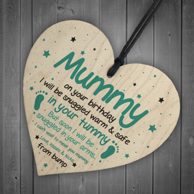 Red Ocean Mummy To Be Gifts For Birthday Wooden Heart Gifts From Bump ...