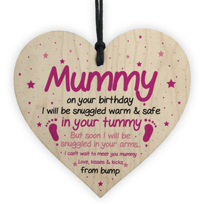 Red Ocean Mummy To Be Gifts For Birthday Wooden Heart Gifts From Bump ...