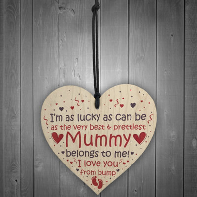 Red Ocean Mummy To Be Gifts Wooden Heart Mothers Day Gift Mummy To Be ...