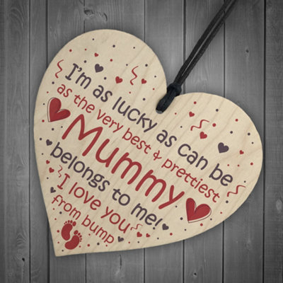 Red Ocean Mummy To Be Gifts Wooden Heart Mothers Day Gift Mummy To Be ...