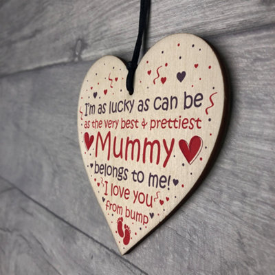 Red Ocean Mummy To Be Gifts Wooden Heart Mothers Day Gift Mummy To Be ...