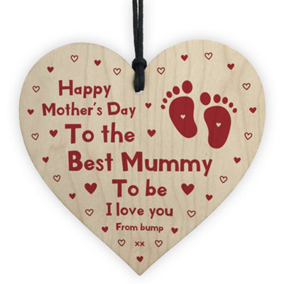 Red Ocean Mummy To Be Mothers Day Gift From Bump Wood Heart Gift For ...