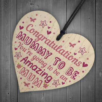 RED OCEAN MUMMY TO BE SIGN BABY SHOWER MUM GIFT WOODEN HEART NEW BABY ...