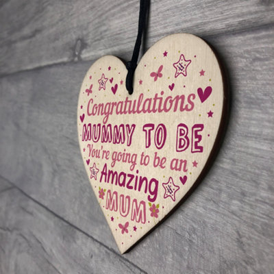 RED OCEAN MUMMY TO BE SIGN BABY SHOWER MUM GIFT WOODEN HEART NEW BABY ...
