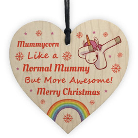 Red Ocean Mummy Unicorn Gifts Wooden Heart Christmas Decoration Gift For Mum Mummy