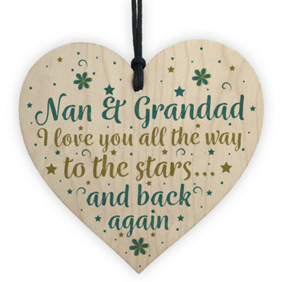 Special nan and grandad gift wooden heart grandad nan birthday gift grandparent ebay