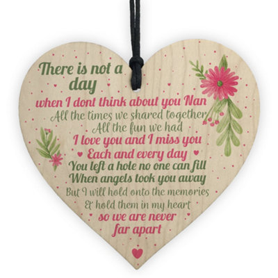 Red Ocean Nan Memorial Gifts Grave Plaque Tribute Sign Wooden Heart Mum Nan  Birthday Gifts For Her