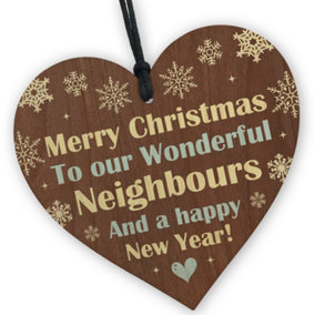 Red Ocean Neighbour Christmas Gift Friendship Gift Handmade Wooden Heart Plaque Sign Gift For Friend Keepsake
