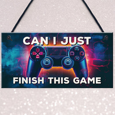 Red Ocean Neon Can I Just Finish This Game Hanging Gaming Sign For Boys Bedroom Sign Man Cave Sign Son Brother Dad Boys Gift