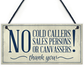 Red Ocean No Cold Callers Canvassers Religious Groups Front Door House Garden Gate Plaque Home Decor