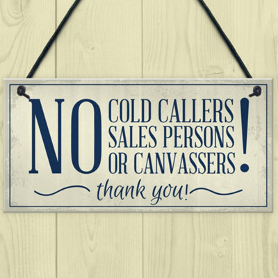 Red Ocean No Cold Callers Canvassers Religious Groups Front Door House Garden Gate Plaque Home Decor