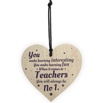 Red Ocean No1 Thank You Teacher Gift Wooden Heart Leaving Nursery ...