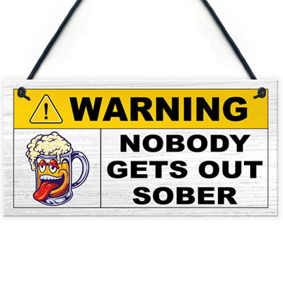 Red Ocean Nobody Gets Out Sober Funny Man Cave Sign Bar Signs And ...