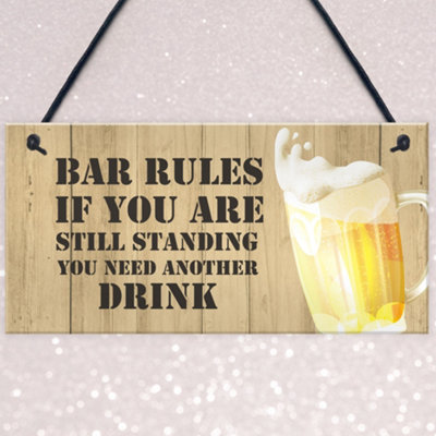 Red Ocean Novelty BAR RULES Sign Funny Home Bar Sign Man Cave Birthday ...