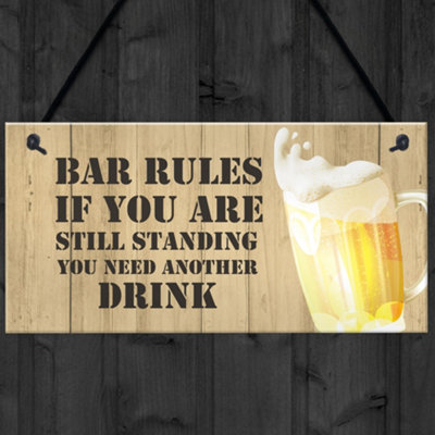 Red Ocean Novelty BAR RULES Sign Funny Home Bar Sign Man Cave Birthday ...