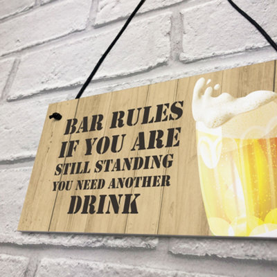 Red Ocean Novelty BAR RULES Sign Funny Home Bar Sign Man Cave Birthday ...