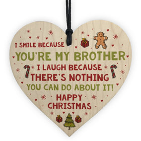 Red Ocean Novelty Brother Christmas Gift Wooden Heart Quirky Brother Gifts From Sister
