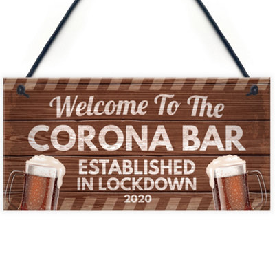 Red Ocean Novelty Corona Bar Sign Funny Quirky Hanging Sign For Home