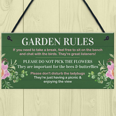Red Ocean Novelty Garden Rules Sign for Outdoor Decor Funny and Quirky ...