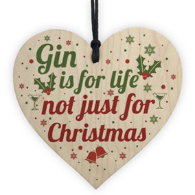 Red Ocean Novelty Gin Gift Funny Christmas Tree Bauble Decoration Wooden Heart Secret Santa Gifts