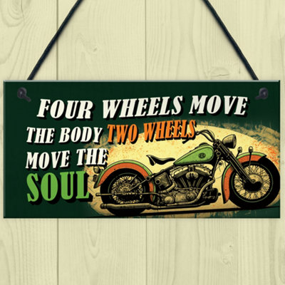 Red Ocean Novelty Style Motorcycle Sign - Move The Soul - Funny