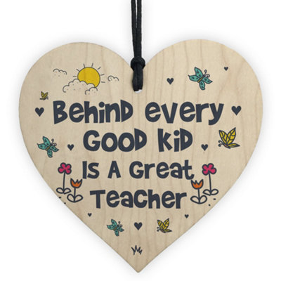 Red Ocean Nursery Teacher Thank You Gift Wood Heart Teaching Assistant ...