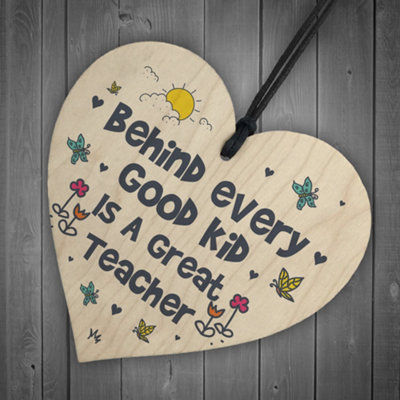 Red Ocean Nursery Teacher Thank You Gift Wood Heart Teaching Assistant ...
