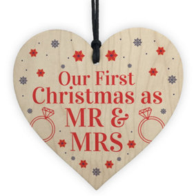 Red Ocean Our First Christmas As Mr and Mrs Husband And Wife Gifts Tree Decoration Hanging Bauble Gift For Him Her