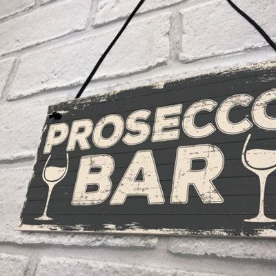 Red Ocean Prosecco Bar Vintage Rustic Hanging Plaque Home Bar Pub Man ...