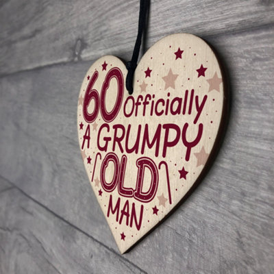 Red Ocean Rude 60th Birthday Gfits For Men Funny Wooden Heart