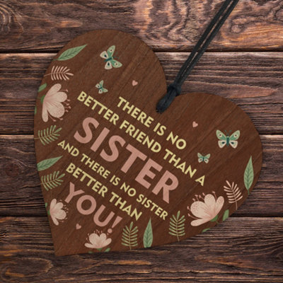 Bestie BFF Sister Friend Birthday Gift – Inspirational Wooden Desk Sign Plaque, Office Home Decor