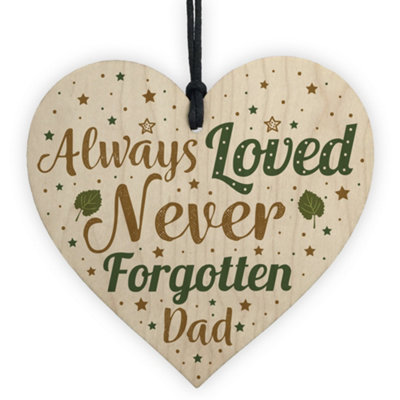 Red Ocean Special Dad Wooden Heart Memorial Grave Tribute Verse Plaque