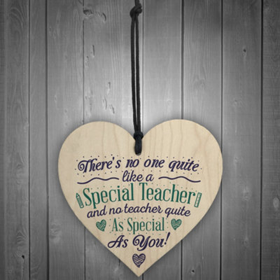 Red Ocean Special Teacher Wood Heart Thank You Gift Teaching Assistant ...