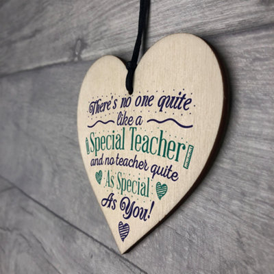 Red Ocean Special Teacher Wood Heart Thank You Gift Teaching Assistant ...